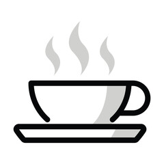 Hot Beverage vector icon. Isolated cup of a steaming-hot coffee, tea sign design.