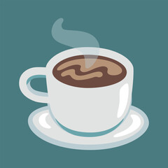 Hot Beverage vector icon. Isolated cup of a steaming-hot coffee, tea sign design.