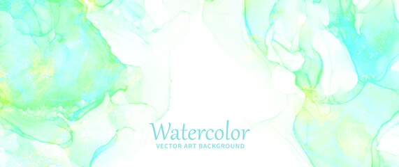 Abstract spring vector art texture background for cover design, poster, cover, banner, flyer, cards and design interior. Blue green flowers backdrop. Light colorful ink illustration. Fluid art.
