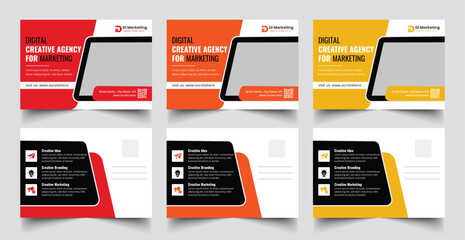 Modern Corporate Postcard or Eddm postcard Design with creative shapes