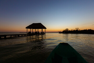Lagoon Bacalar sunset in Mexico