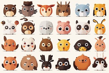 Fototapeta premium Cute kawaii cartoon characters. Super big icon set. Generative ai