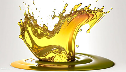 Generative AI Illustration of a Liquid Splash of Olive/Engine Oil or Cosmetic Serum