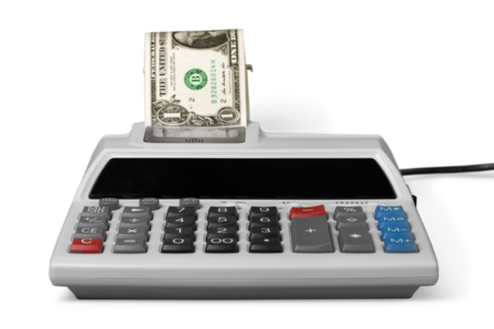 Printing Calculator with Banknote
