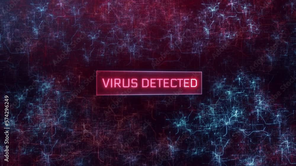 Poster virus detected concept over dark computer networks background