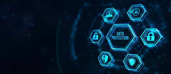 Internet, business, Technology and network concept. Cyber security data protection business technology privacy concept. 3d illustration