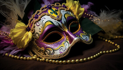 Mardi Gras Mask Purple and Yellow
