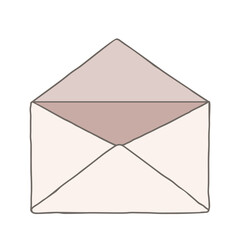Open empty vintage envelope isolated on white background. Any other elements can be putted in. Vector flat graphic design element illustration