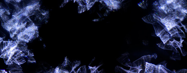 Abstract energy, digital flare, iridescent glare over black. Texture for designer background....