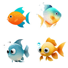 cute fish design with transparent background