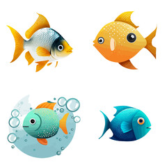 cute fish design with transparent background