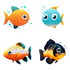 Fototapeta na wymiar cute fish design with transparent background
