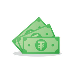 Obraz na płótnie Canvas Mongolian Tugrik banknote cash money sign. Mongolia currency symbol. Money saving, exchange, finance and budget concept. Flat vector illustration.