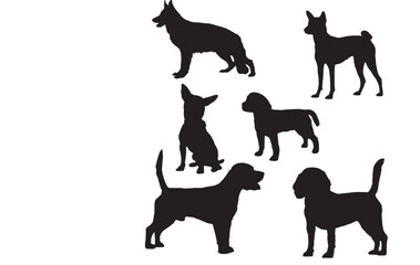 vector silhouette of a dog on a white background