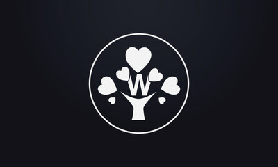 Heart sign tree. Heart symbol tree circle. Love tree logo symbol and happiness sign icon vector. Healthy heart logo and Valentine love