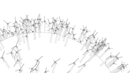 Electric wind turbines on round planet