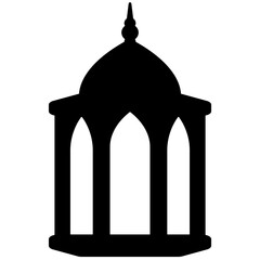 Glyph icon of simple lantern with monochrome color for ramadan design graphic. Graphic resource for ramadan celebration in muslim culture and islam religion. Lantern for ramadan ornament or decoration