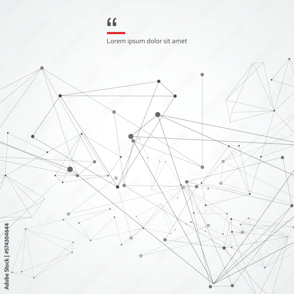 Poster Geometric concept structure network. Abstract polygonal with connecting dots and lines. Connection science vector background