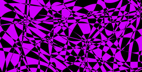 Fototapeta na wymiar Futuristic chaotic shapes and lines of purple and black pattern