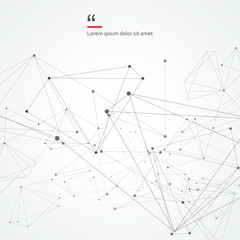 Geometric concept structure network. Abstract polygonal with connecting dots and lines. Connection science vector background