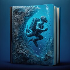 Book Cover in Bluish Marine Environment Generated by AI