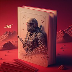 Book Cover in a Red War Environment Generated by AI