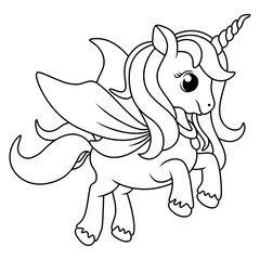 Beautiful unicorn cartoon on white background