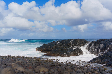 Hawaii's Rocky Coastline with Turquoise Water