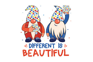 Autism Different is Beautiful Sublimation T-shirt design