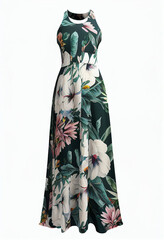 Women's Sleeveless Racerback Loose Plain Maxi Floral Print Casual Long Dress