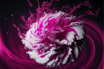 Obraz na płótnie Canvas close up of a pink and white flower on a black background