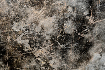 Fototapeta na wymiar Grunge old black metal background or texture with scratches and cracks, closeup, top view