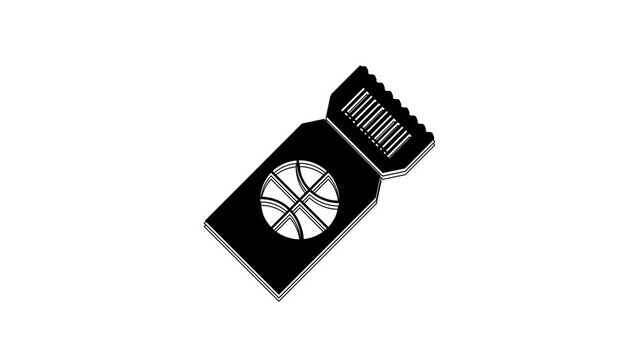 Black Basketball game ticket icon isolated on white background. 4K Video motion graphic animation