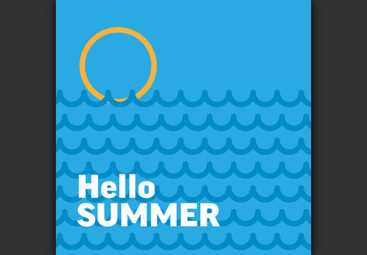 Hello Summer - simple minimalistic Summer holiday poster