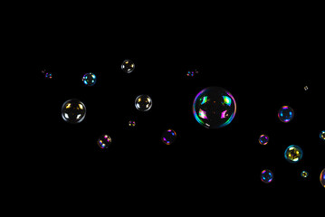 Soap bubbles isolated on a black background