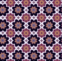 Mulberry floral tiles seamless pattern for textile printing 