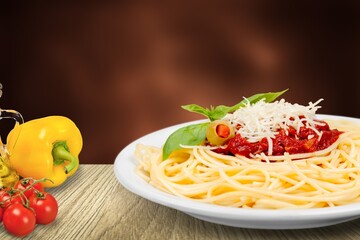 Cooked tasty Pasta noodles with meat