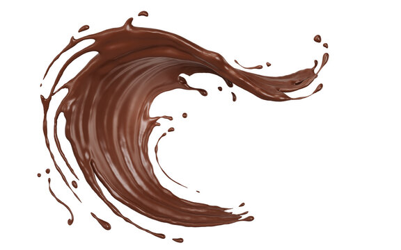 Chocolate isolated splashes wave. 3D render illustration