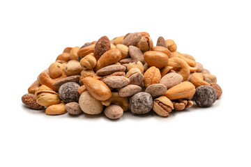A group of almonds, pistachios, walnuts, macadamia, cashews.