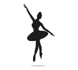 Ballerine silhouette, ballet dancer, black and white vector design