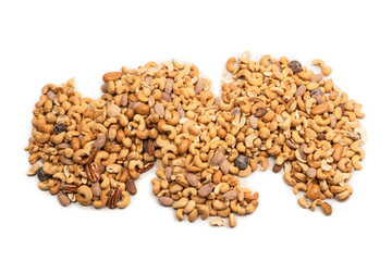 A group of almonds, pistachios, walnuts, macadamia, cashews.