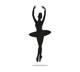 Fototapeta premium Ballerine silhouette, ballet dancer, black and white vector design