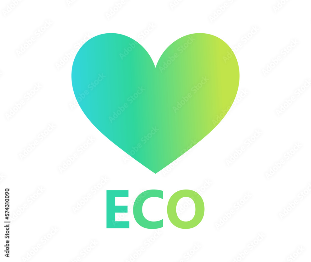 Wall mural eco heart icon in blue and green colors. protect oceans and environment symbol. - Wall murals