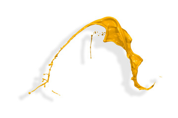 Lecąca żółta farba.Rozlana w powietrzu
