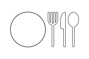 Silhouette of cutlery. fork, knife, spoon. Logotype menu. Vector illustration.