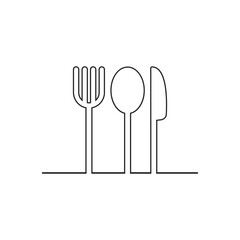 Silhouette of cutlery. fork, knife, spoon. Logotype menu. Vector illustration.