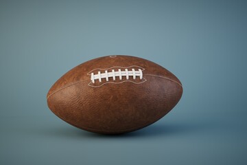 American football isolated on turquoise background. 3d render