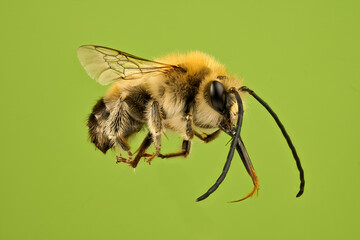 longhorn bee on green 