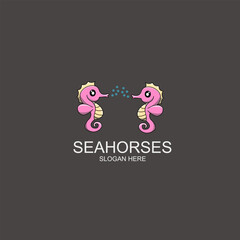 Fototapeta premium Seahorses mascot design illustration logo