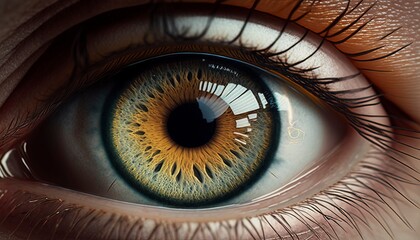 Close-up of human eyes. AI technology generated image